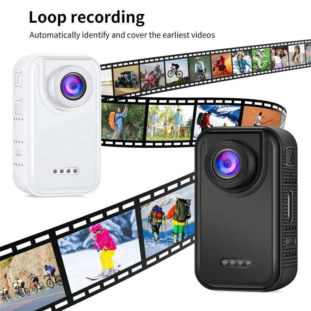 Thumb Action Camera with 1.47-Inch Screen and 120° Wide Angle-White riding