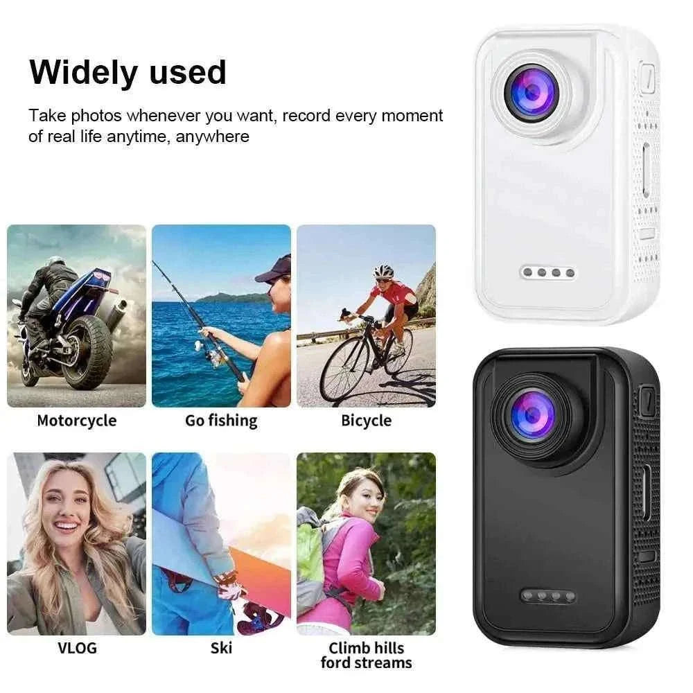 Thumb Action Camera with 1.47-Inch Screen and 120° Wide Angle-White riding