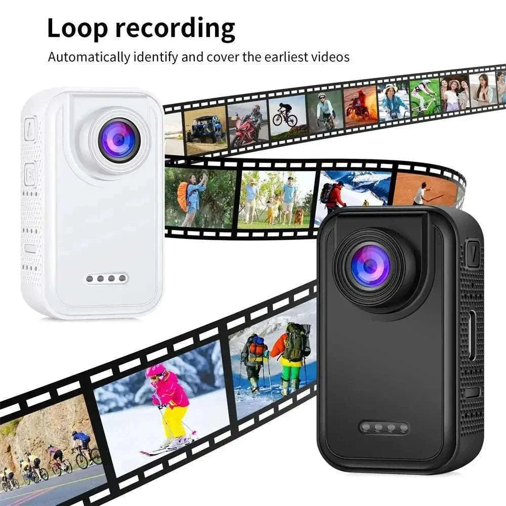 Thumb Action Camera with 1.47-Inch Screen and 120° Wide Angle-White riding