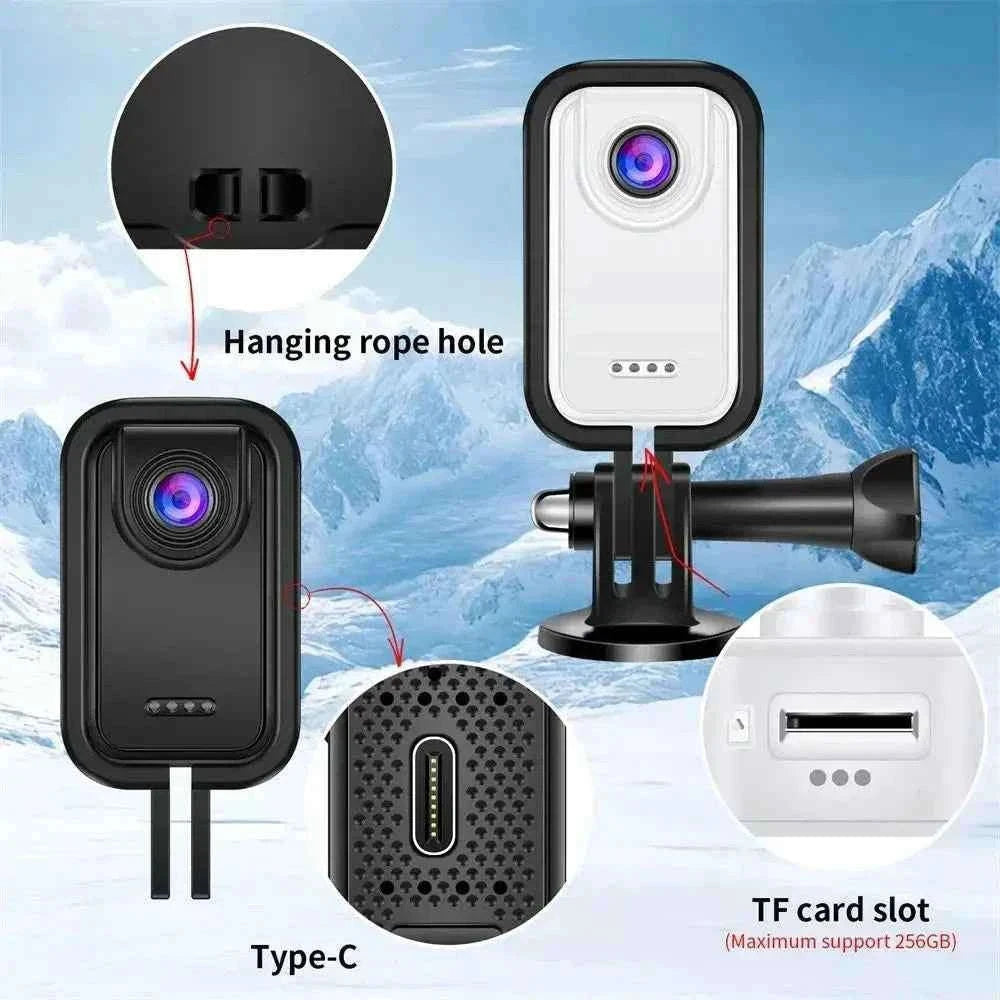 Thumb Action Camera with 1.47-Inch Screen and 120° Wide Angle-White riding