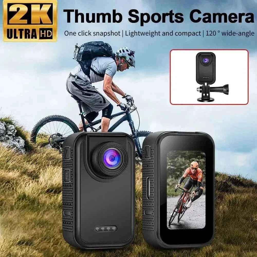 Thumb Action Camera with 1.47-Inch Screen and 120° Wide Angle-White riding