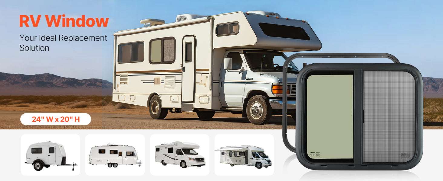Tinted RV Sliding Window with Screen & Lock for Camper Trailer-Exit 36x22in / United States