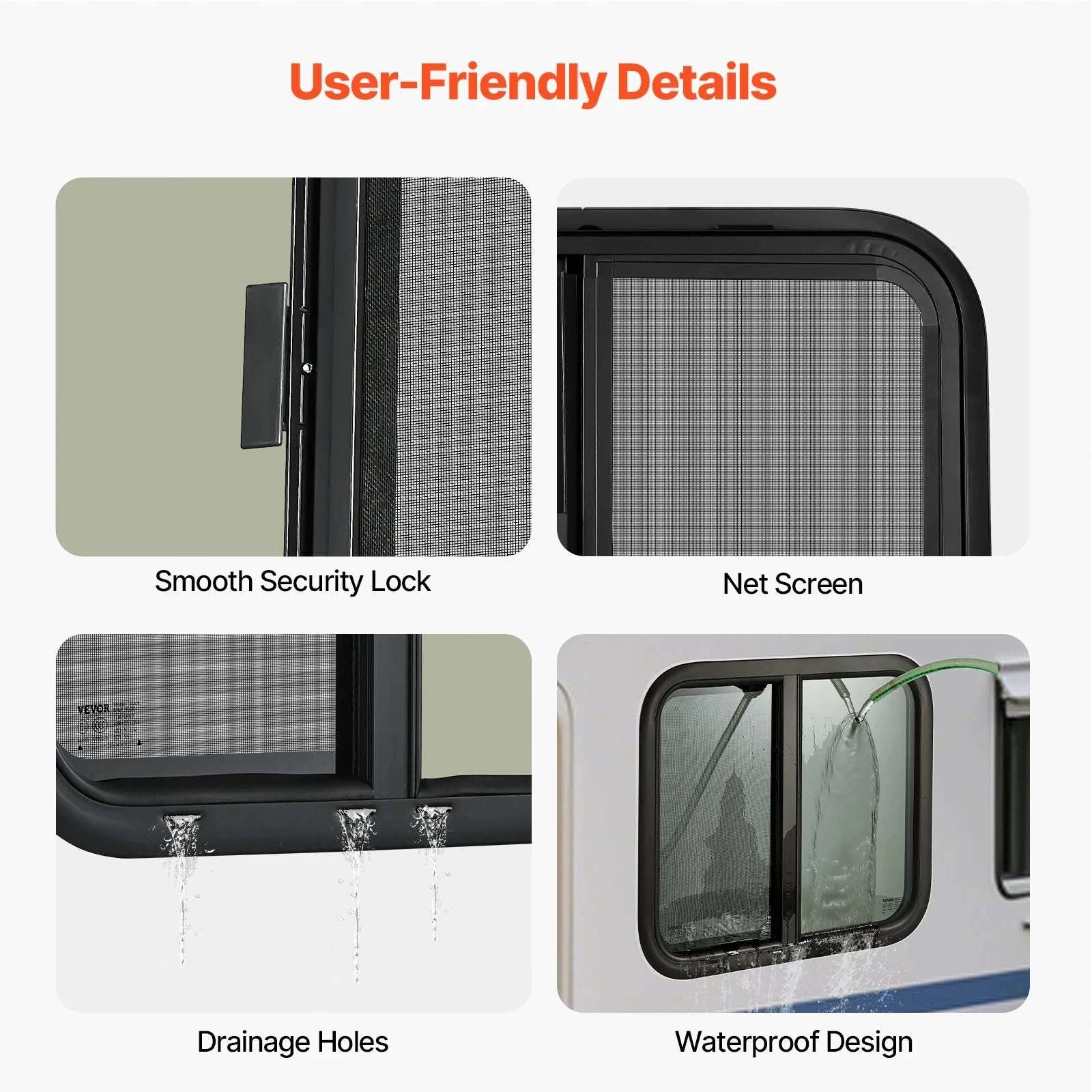 Tinted RV Sliding Window with Screen & Lock for Camper Trailer-Exit 36x22in / United States