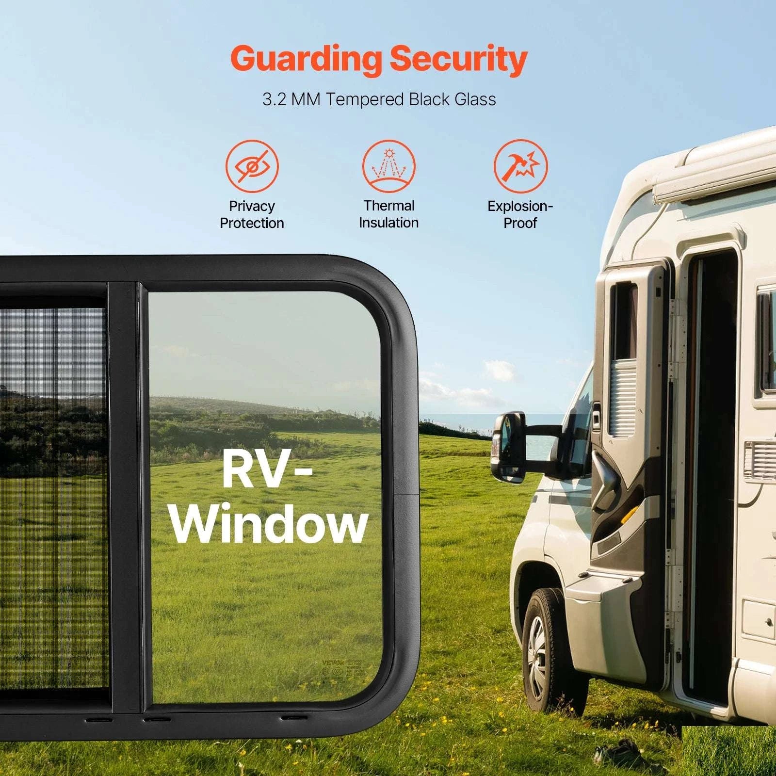 Tinted RV Sliding Window with Screen & Lock for Camper Trailer-Exit 36x22in / United States