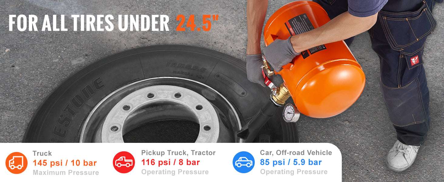 Tire Bead Blaster 145 PSI 5 Gallon Air Tank for Car, Truck & ATV-5 gal145Psi / spain