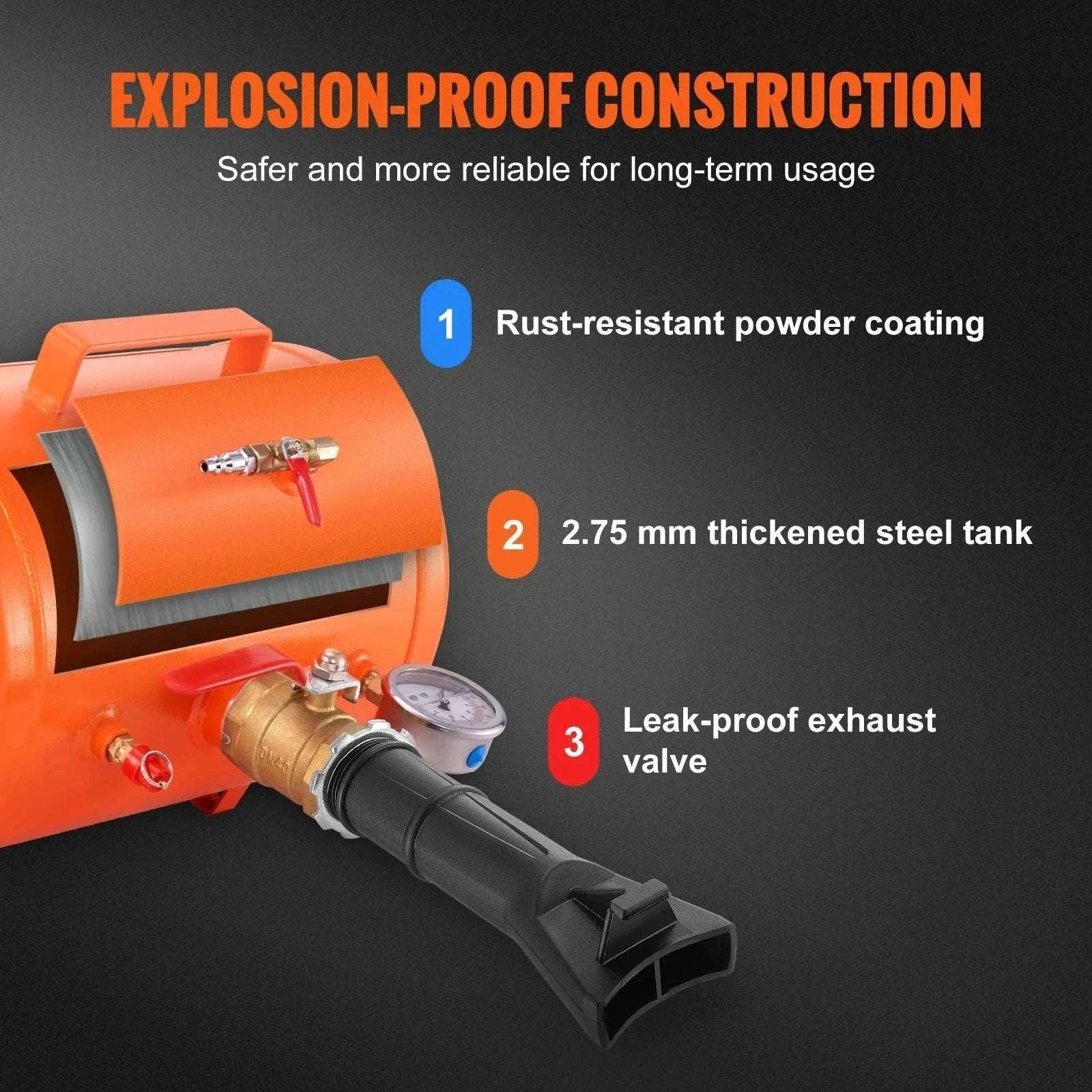 Tire Bead Blaster 145 PSI 5 Gallon Air Tank for Car, Truck & ATV-5 gal145Psi / spain
