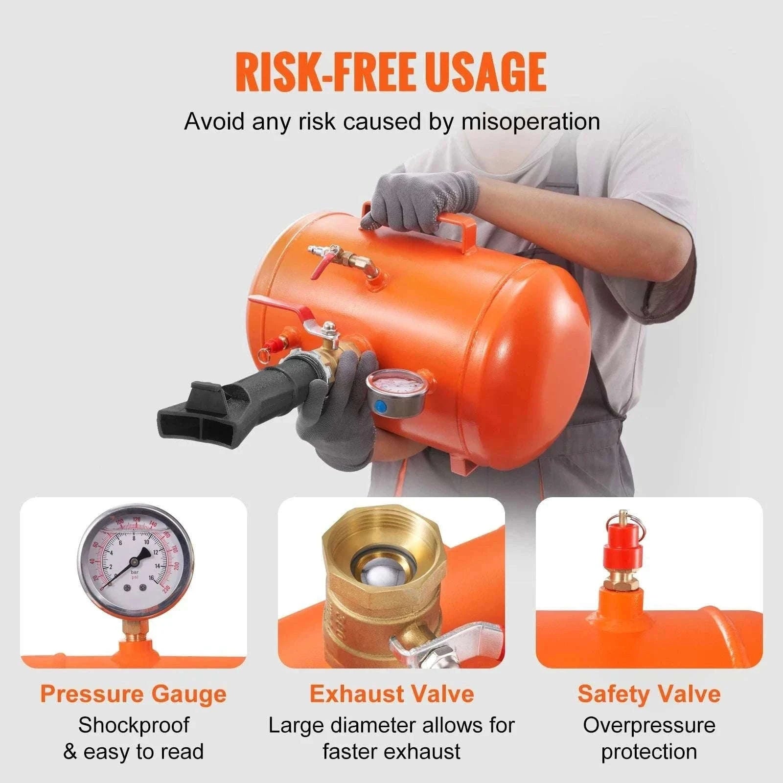 Tire Bead Blaster 145 PSI 5 Gallon Air Tank for Car, Truck & ATV-5 gal145Psi / spain