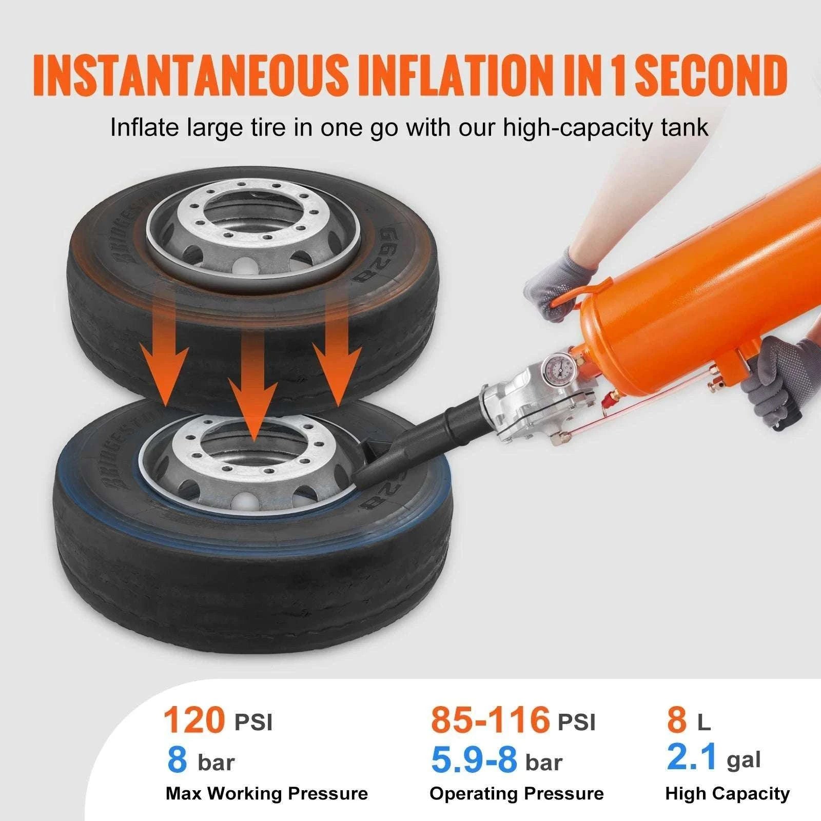 Tire Bead Seater 8L Air Blaster for Fast Tire Seating Up to 22.5"-8L / United States