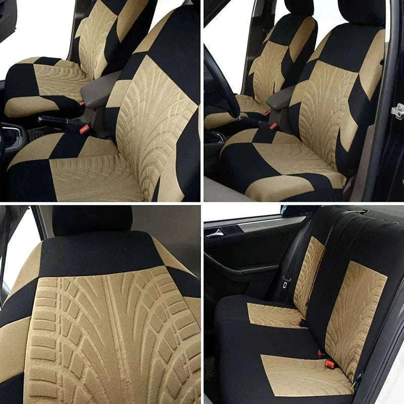 Tire Track Car Seat Covers Universal Airbag-Compatible Set-