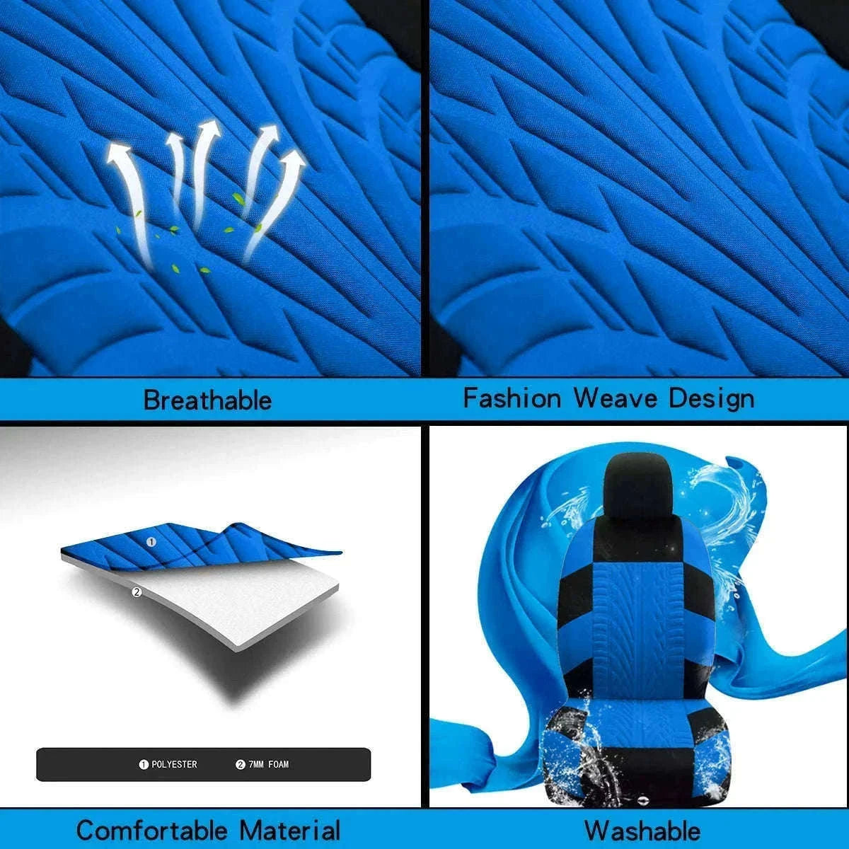 Tire Track Car Seat Covers Universal Airbag-Compatible Set-