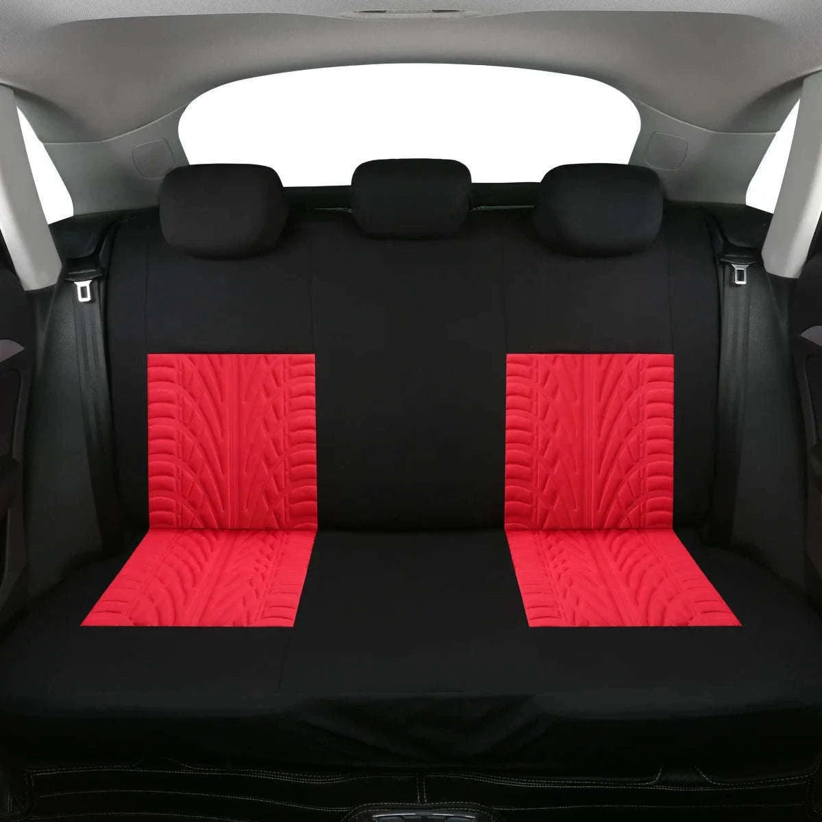 Tire Track Car Seat Covers Universal Airbag-Compatible Set-SN-1701-9PCS-GY