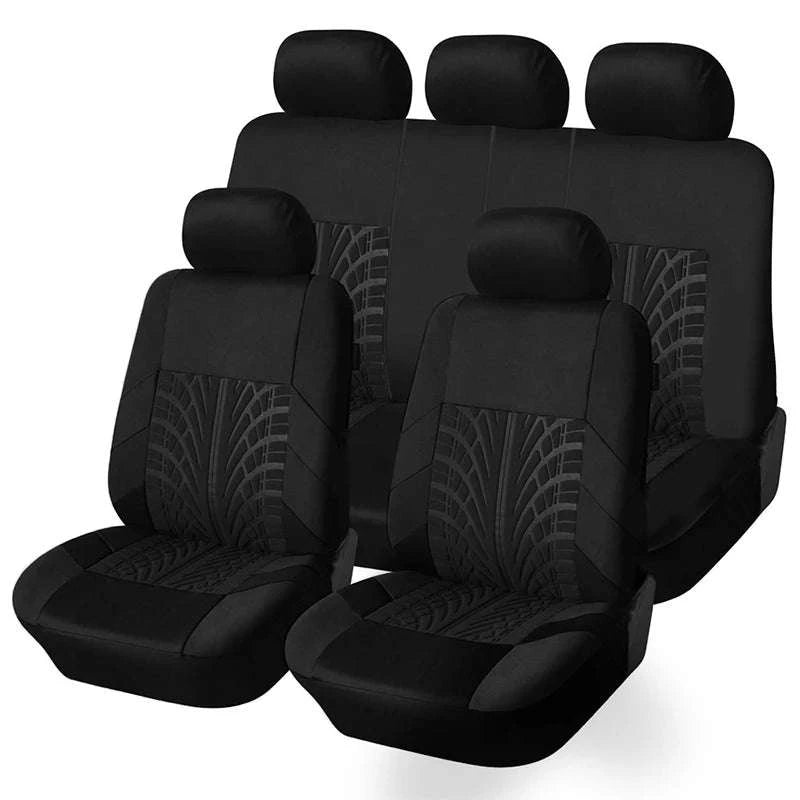 Tire Track Pressing Car Seat Covers – Universal Airbag‑Compatible Set-SN4-1701-9PCS-GY