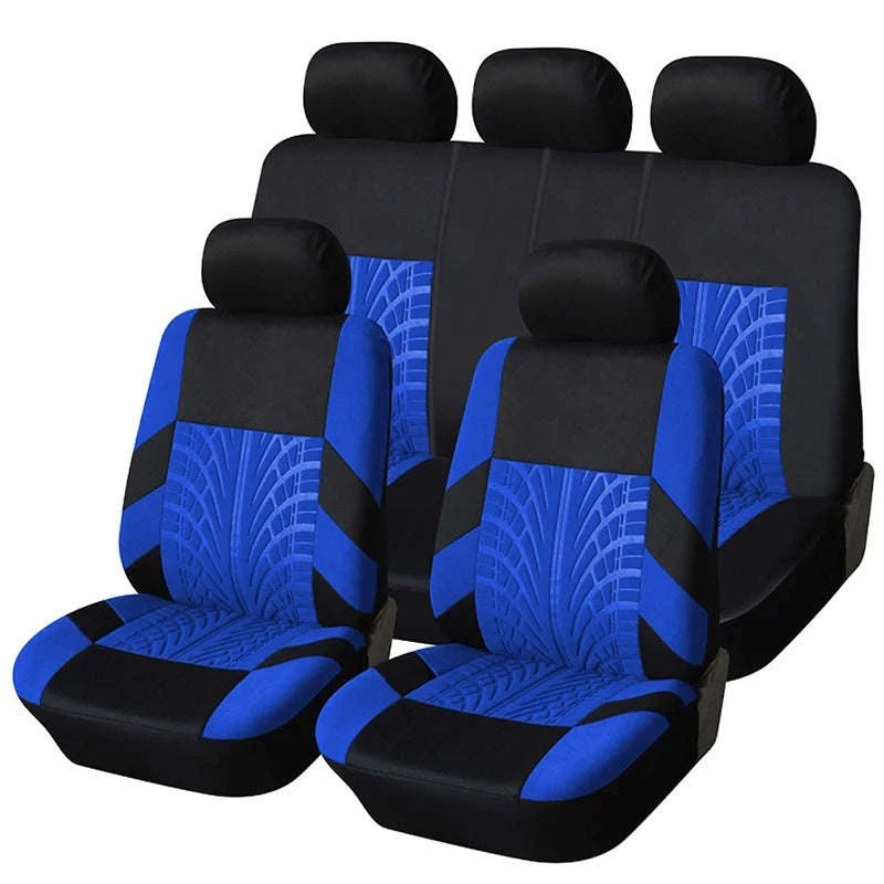 Tire Track Pressing Car Seat Covers – Universal Airbag‑Compatible Set-SN4-1701-9PCS-GY