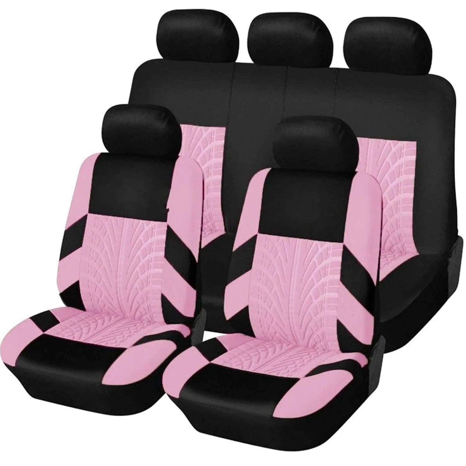 Tire Track Pressing Car Seat Covers – Universal Airbag‑Compatible Set-SN4-1701-9PCS-GY