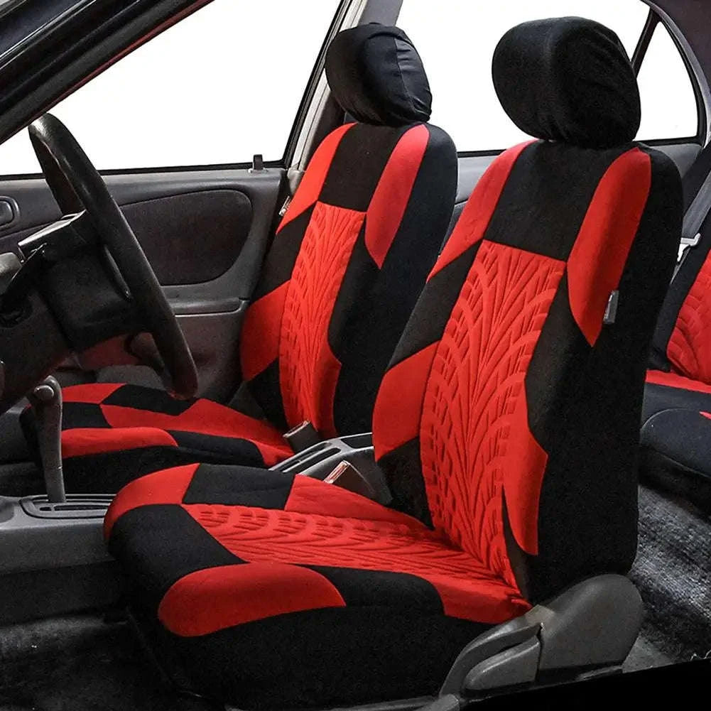 Tire Track Pressing Car Seat Covers – Universal Airbag‑Compatible Set-SN4-1701-9PCS-GY