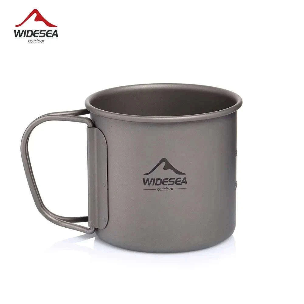 Titanium Cup with Lid Foldable Camping Coffee Mug-450mL