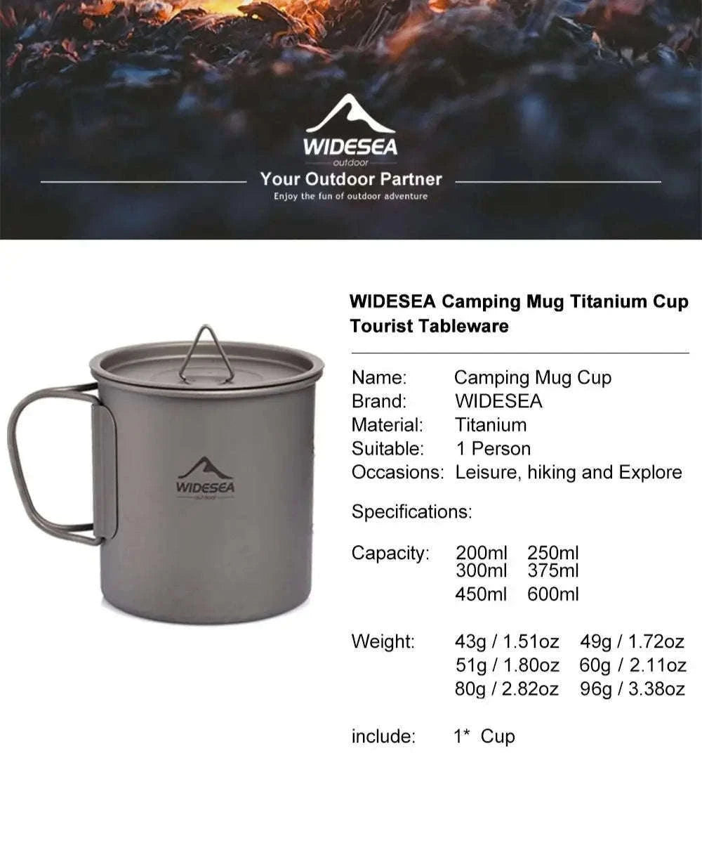 Titanium Cup with Lid Foldable Camping Coffee Mug-450mL