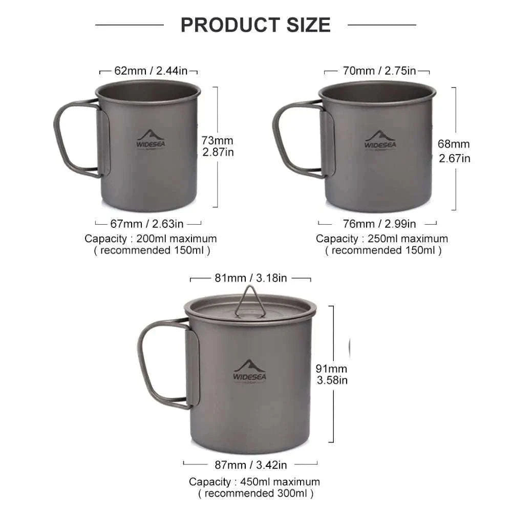 Titanium Cup with Lid Foldable Camping Coffee Mug-450mL