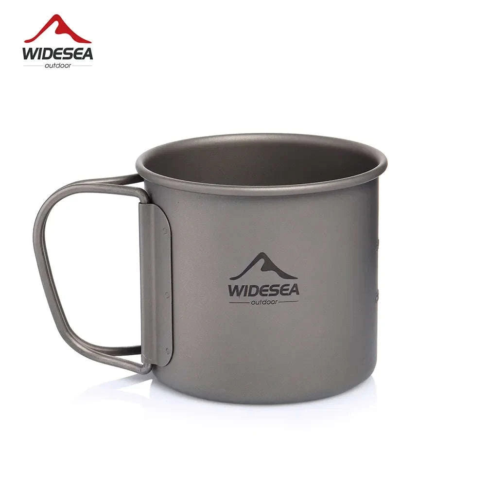 Titanium Cup with Lid Foldable Camping Coffee Mug-450mL