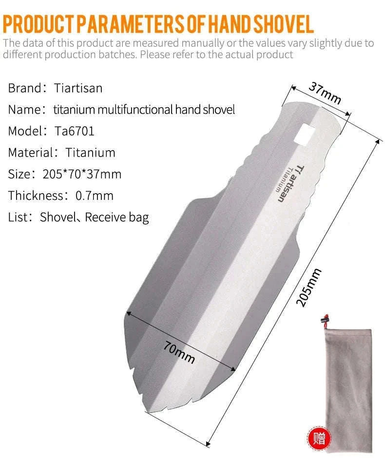 Titanium Hand Shovel Mini Ultralight Portable Trowel-Ta6701G-S