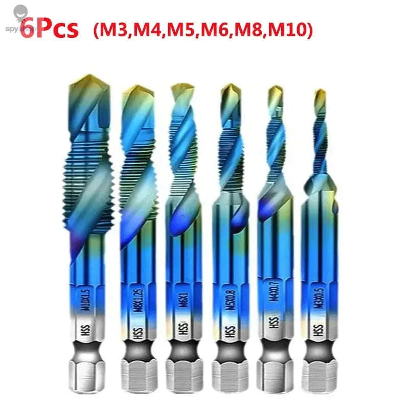 Titanium Plated HSS Tap Drill Bits with Hex Shank-6pcs set