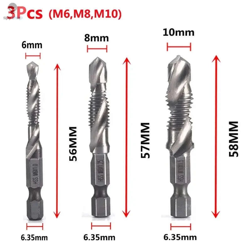 Titanium Plated HSS Tap Drill Bits with Hex Shank-6pcs set