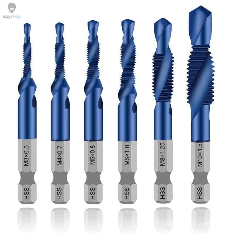 Titanium Plated HSS Tap Drill Bits with Hex Shank-6pcs set
