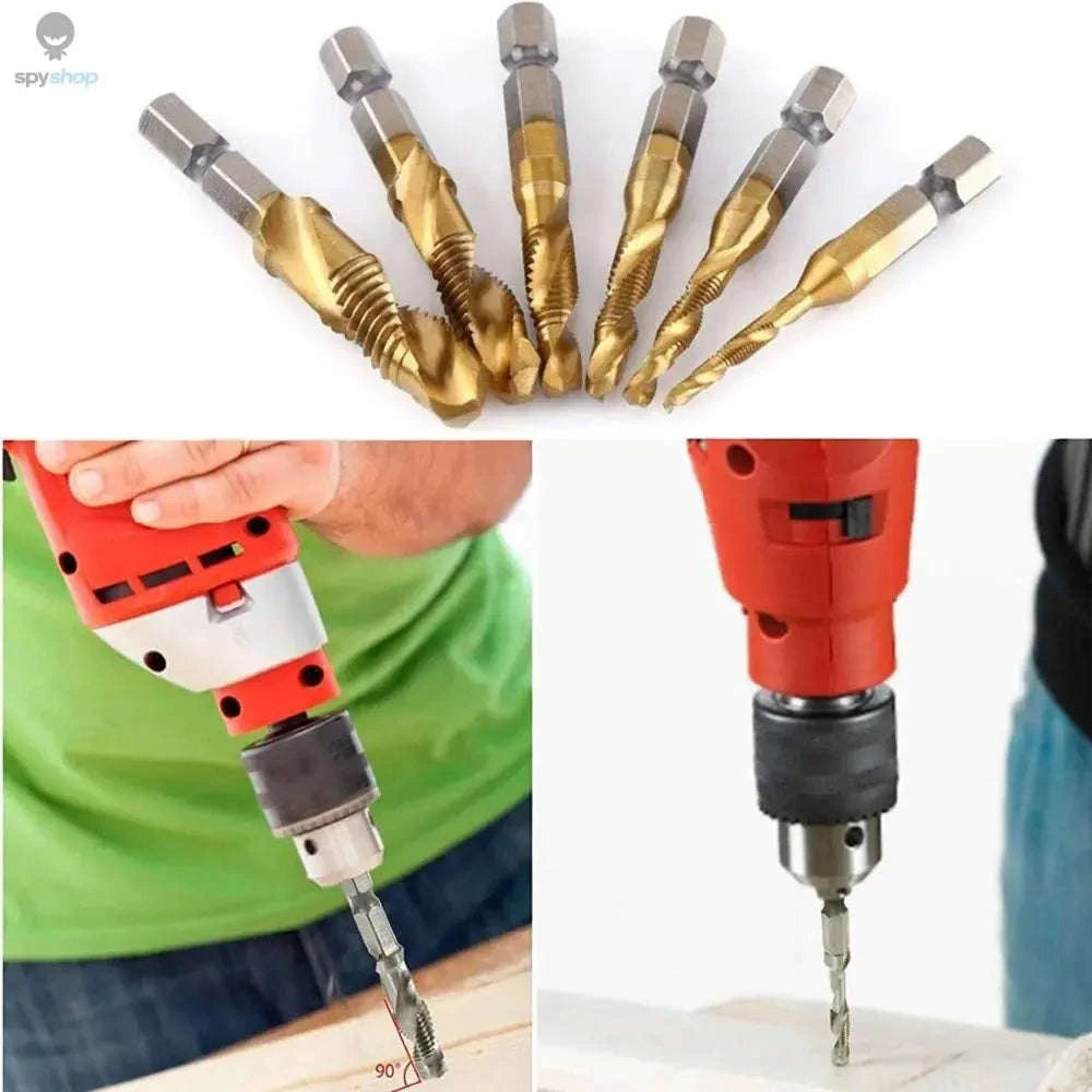 Titanium Plated HSS Tap Drill Bits with Hex Shank-6pcs set
