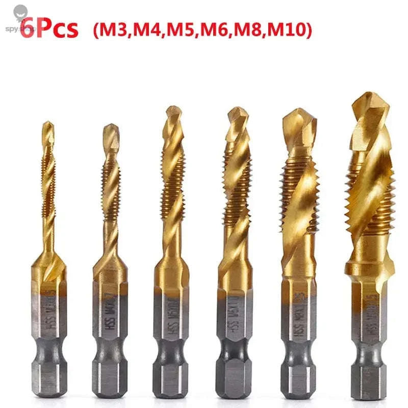 Titanium Plated HSS Tap Drill Bits with Hex Shank-6pcs set