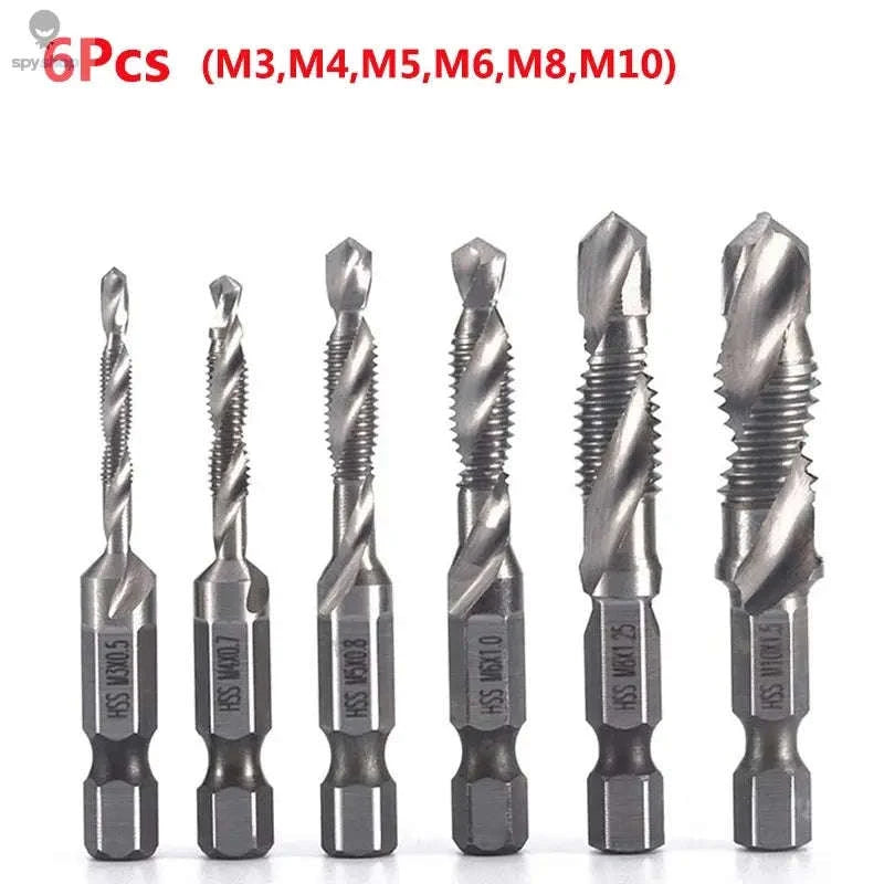 Titanium Plated HSS Tap Drill Bits with Hex Shank-6pcs set