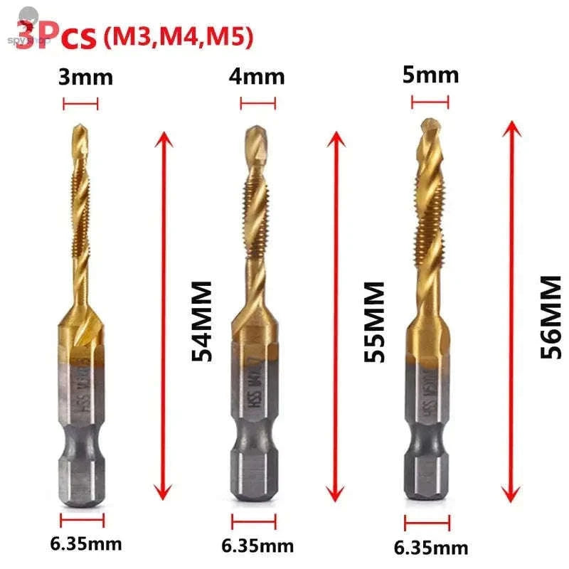 Titanium Plated HSS Tap Drill Bits with Hex Shank Set-6pcs set