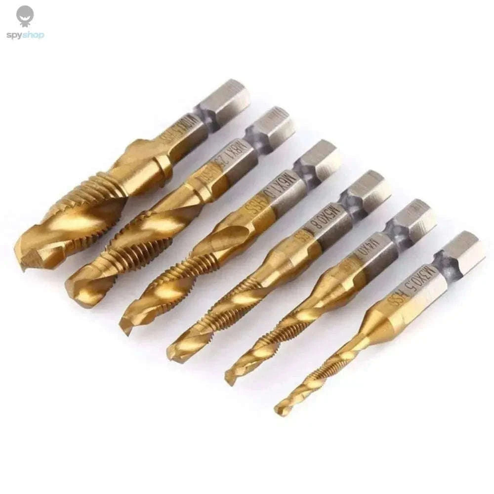 Titanium Plated HSS Tap Drill Bits with Hex Shank Set-6pcs set