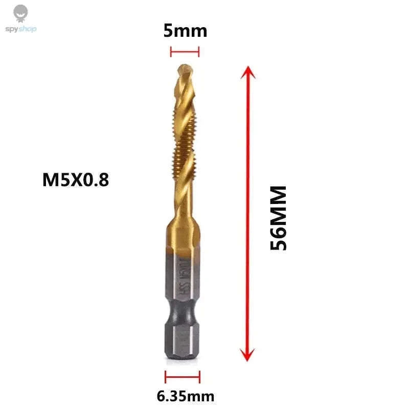 Titanium Plated HSS Tap Drill Bits with Hex Shank Set-6pcs set