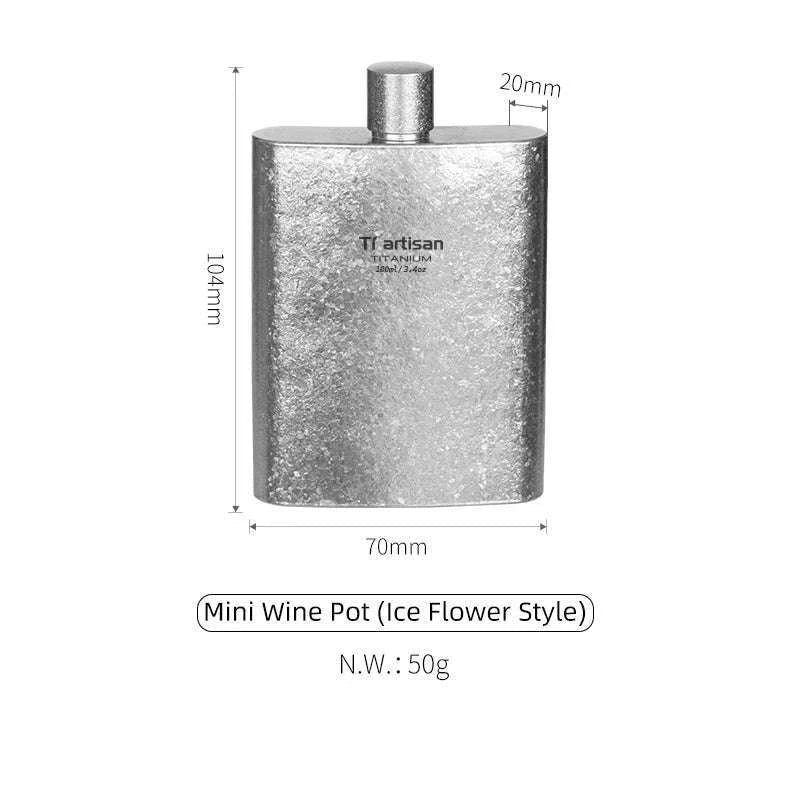 Titanium Pocket Flask 100ml with Funnel-ice Crysatl