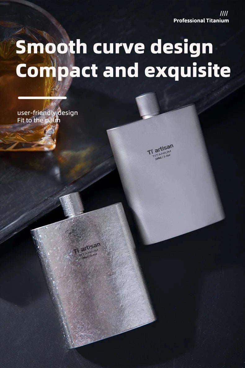 Titanium Pocket Flask 100ml with Funnel-ice Crysatl
