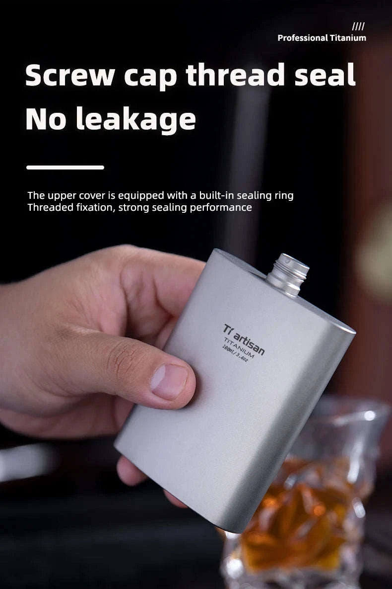 Titanium Pocket Flask 100ml with Funnel-ice Crysatl