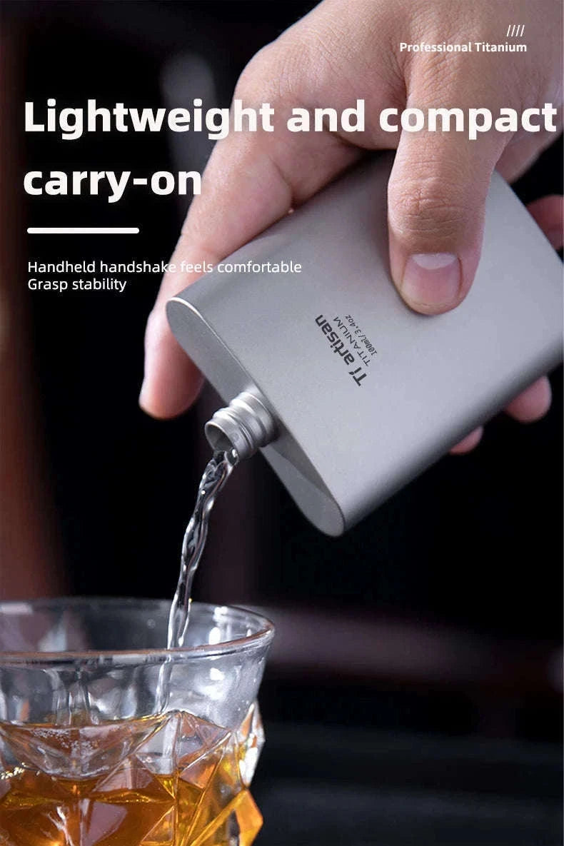 Titanium Pocket Flask 100ml with Funnel-ice Crysatl