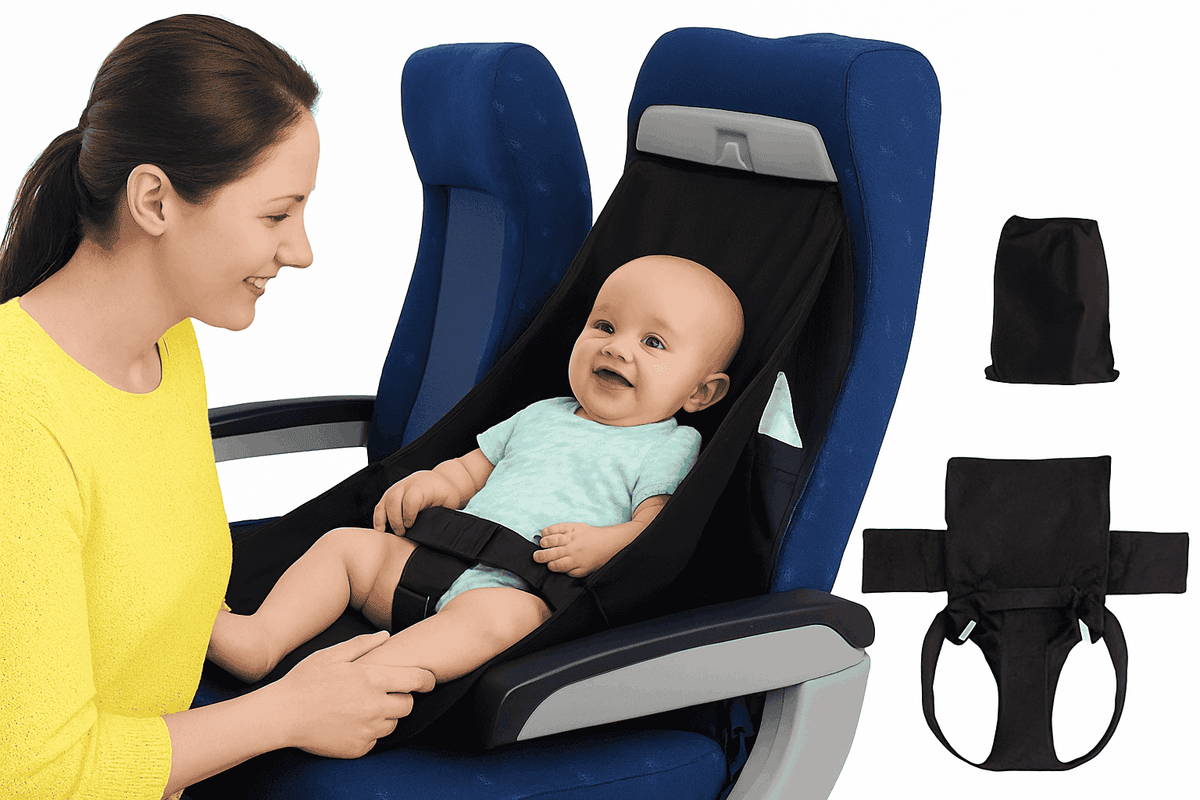 Toddler Airplane Seat Extender Bed with Footrest Hammock & Pocket-With Storage Bag