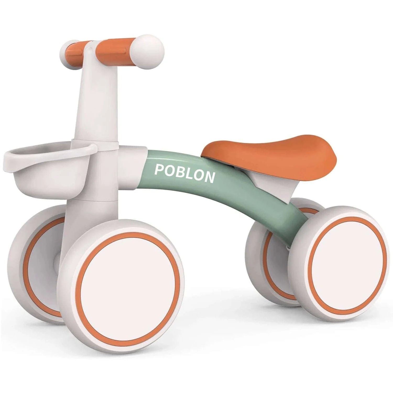 Toddler Balance Bike Walker with 4 Wheels and Adjustable Seat-green / france
