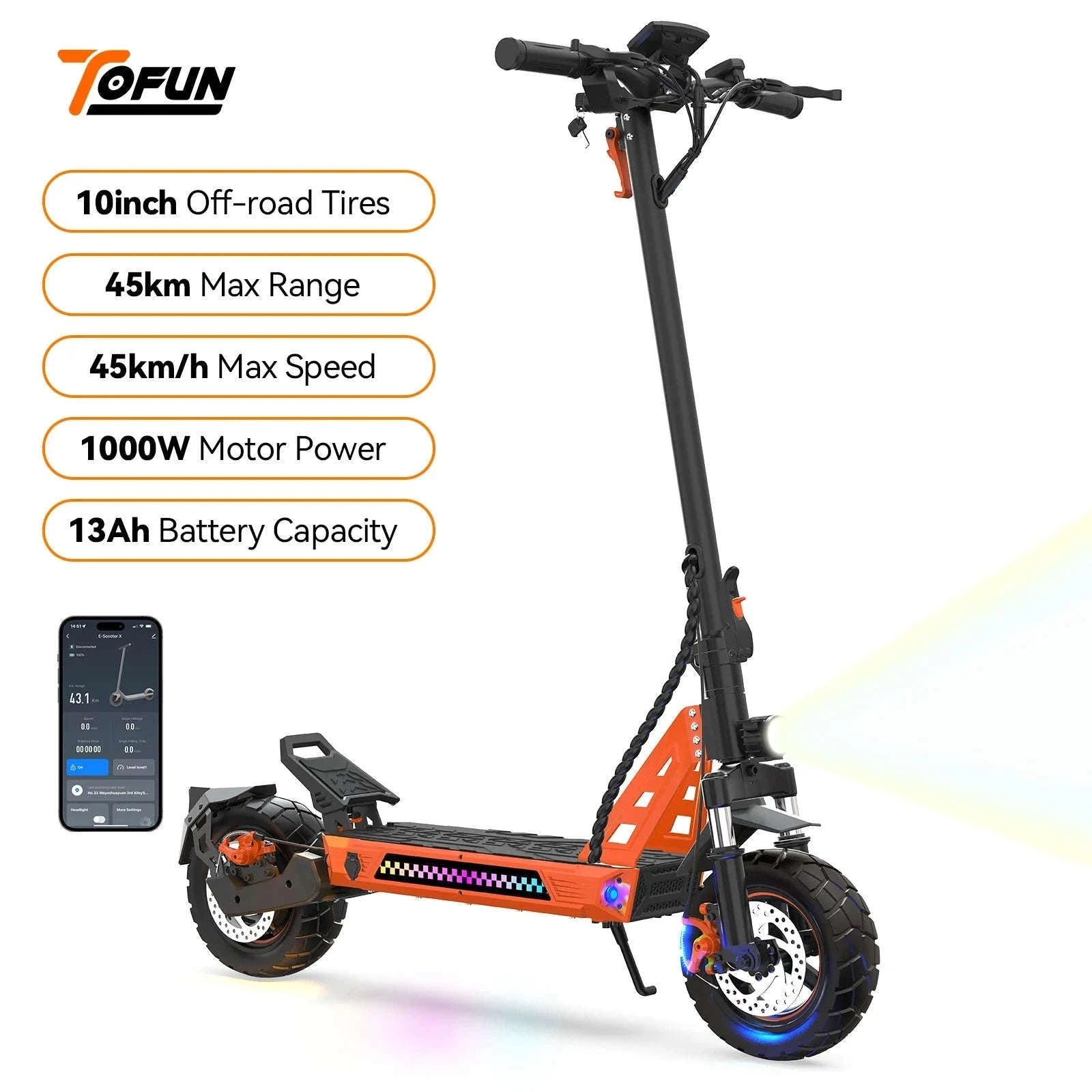 TOFUN TF3 1000W Electric Scooter for City and Off-Road-TF3 / france