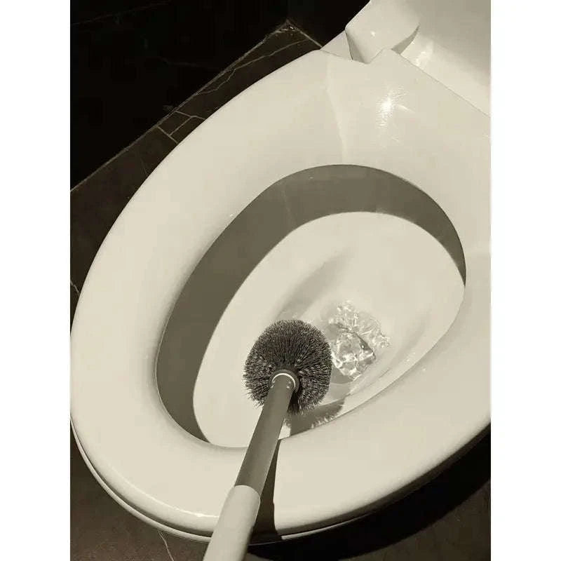 Toilet Brush and Holder Set with 44cm Handle, Non-Shedding Bristles-United States / WHITE-1PC