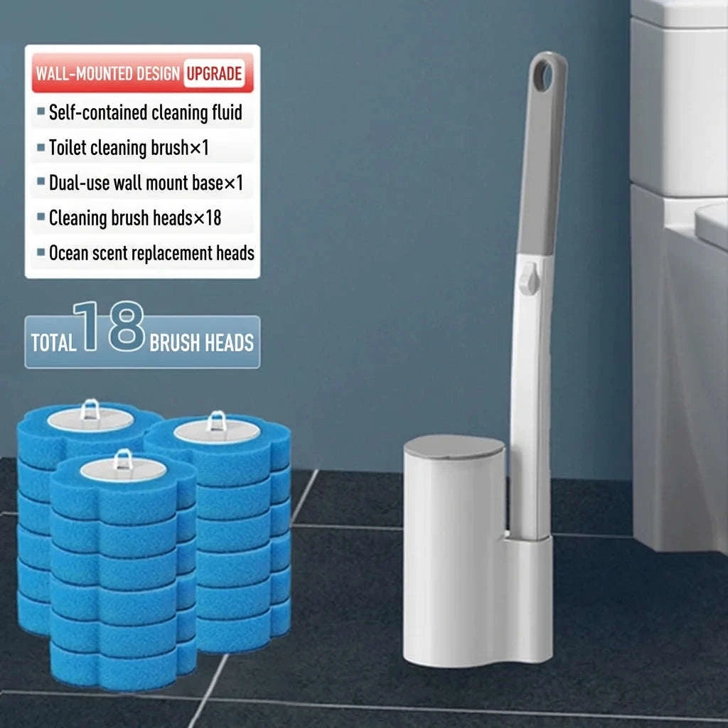 Toilet Brush with Built-In Cleaner & Disposable Antibacterial Heads-United States / WHITE-20PCS