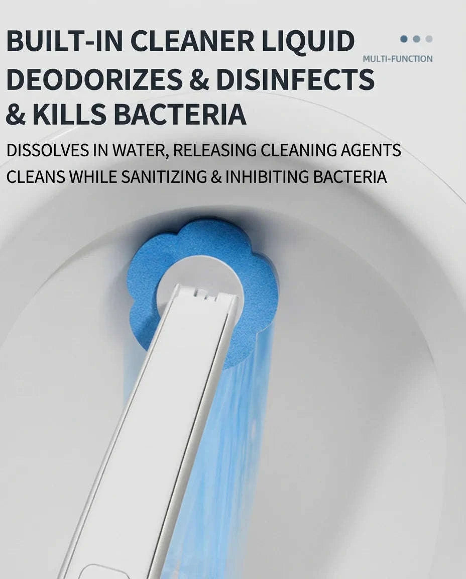 Toilet Brush with Built-In Cleaner & Disposable Antibacterial Heads-United States / WHITE-20PCS