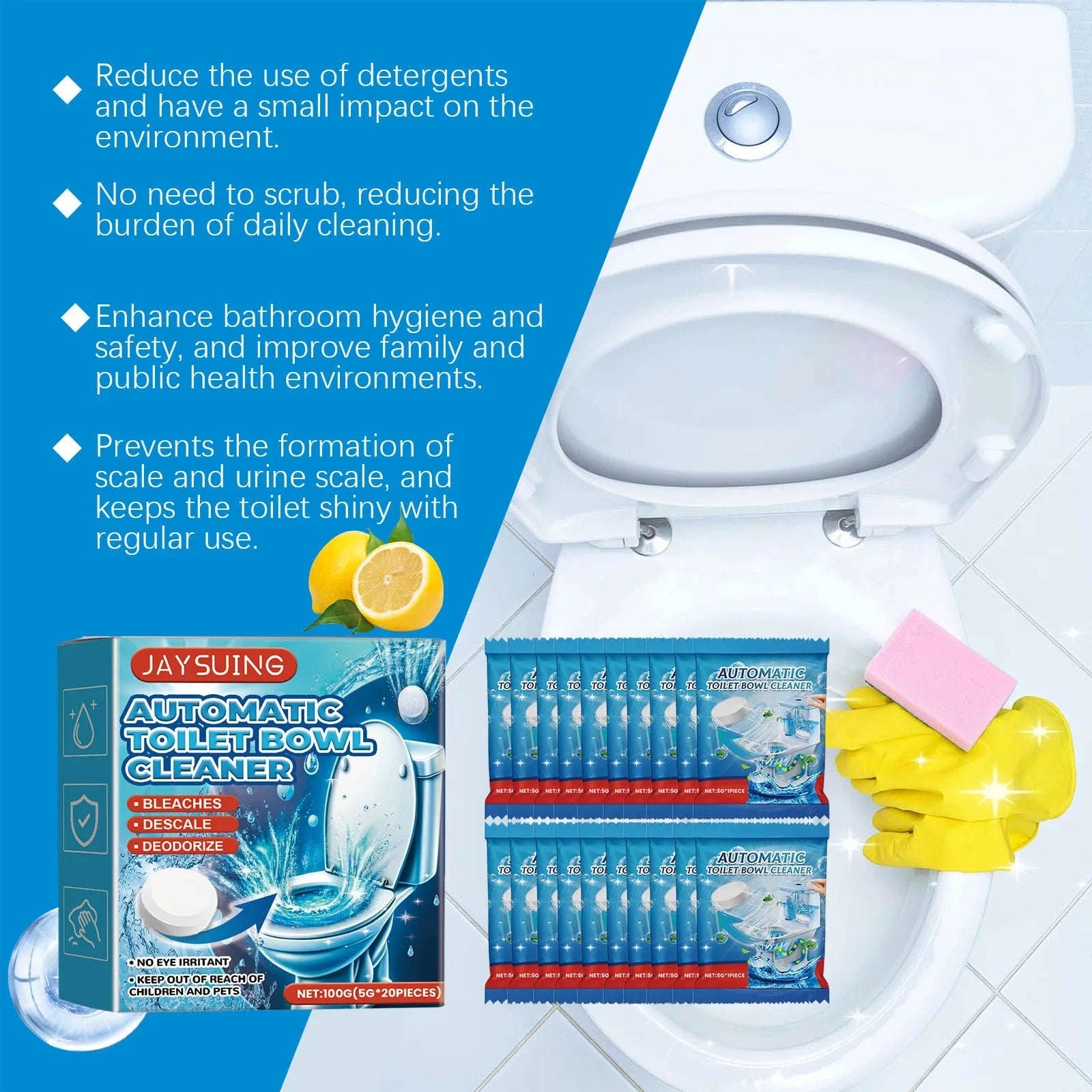 Toilet Cleaning Tablets for Stain Removal & Odor Control (20pcs)-20pcs boxed / United States