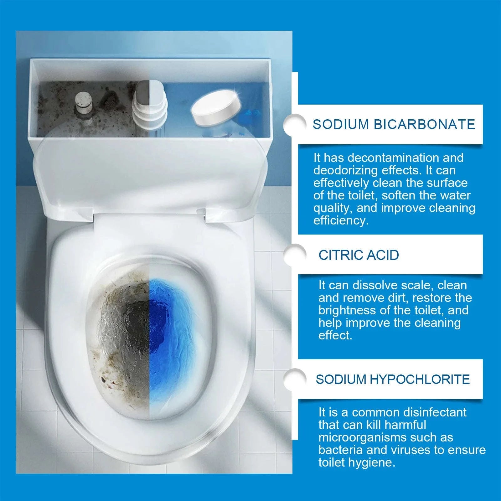 Toilet Cleaning Tablets for Stain Removal & Odor Control (20pcs)-20pcs boxed / United States