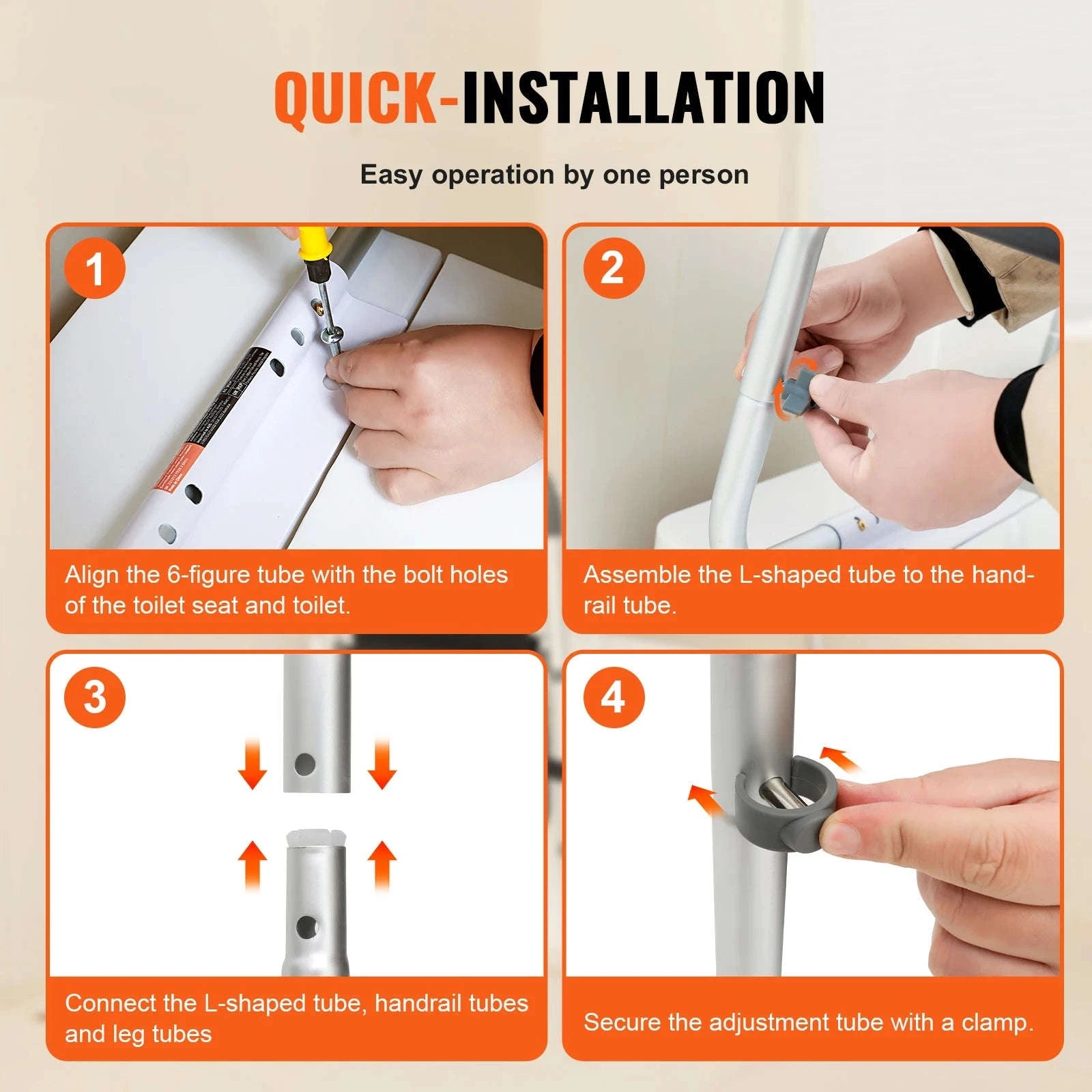 Toilet Safety Rail Adjustable Width and Height Supports 300 lbs-300pound / United States
