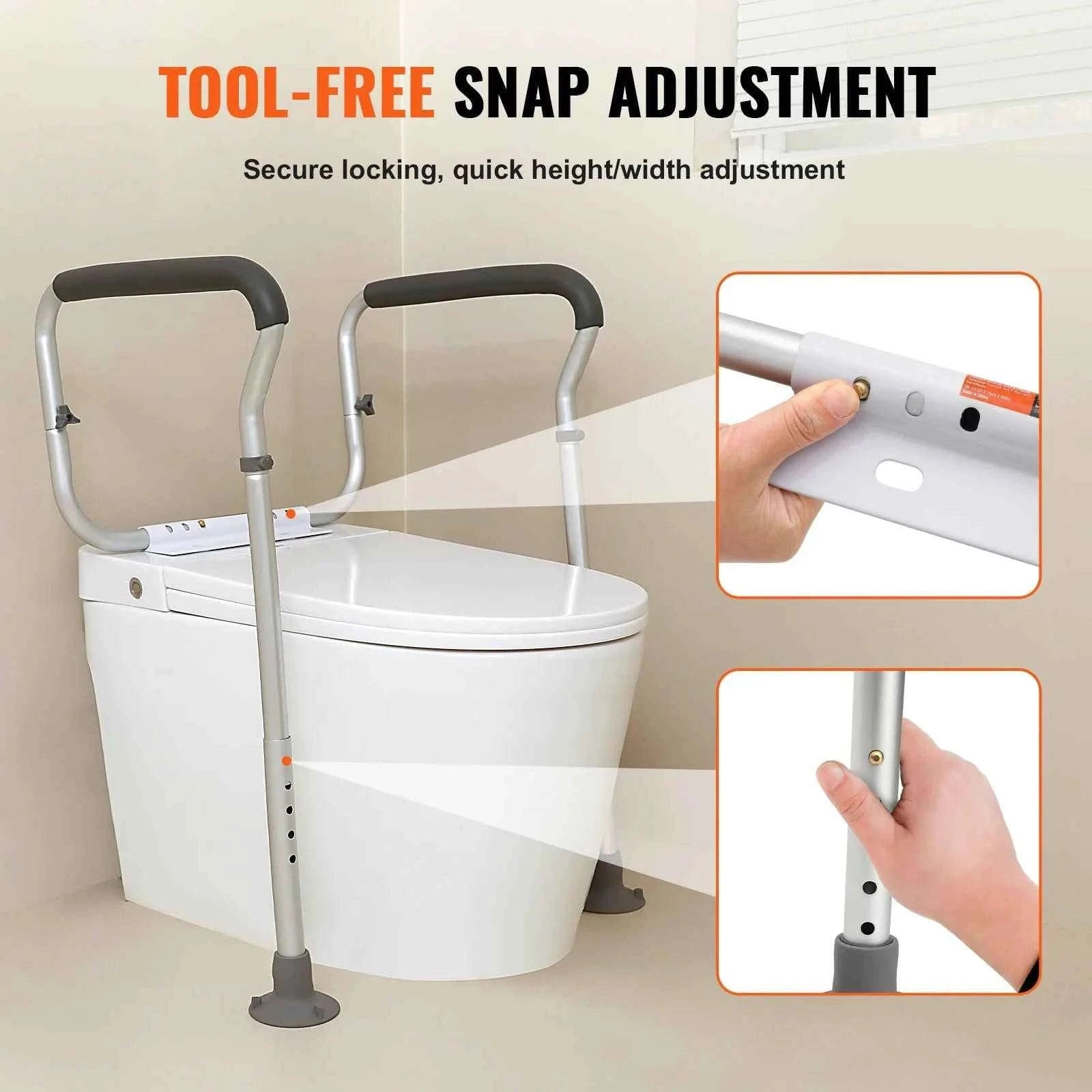 Toilet Safety Rail Adjustable Width and Height Supports 300 lbs-300pound / United States