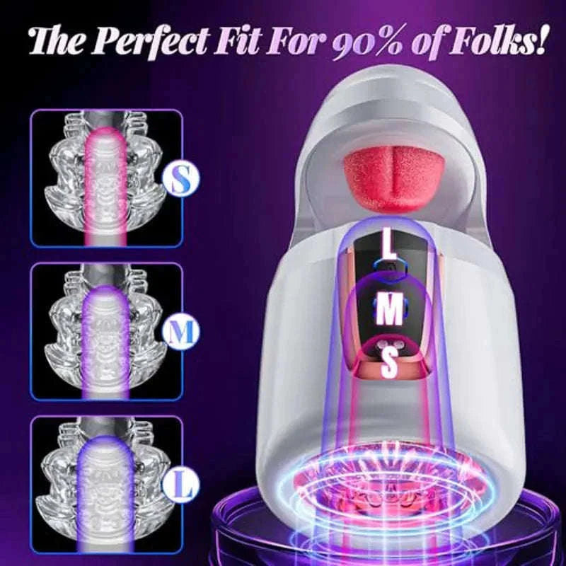 Tongue Licking Male Masturbator with Thrusting Modes-White / China Mainland