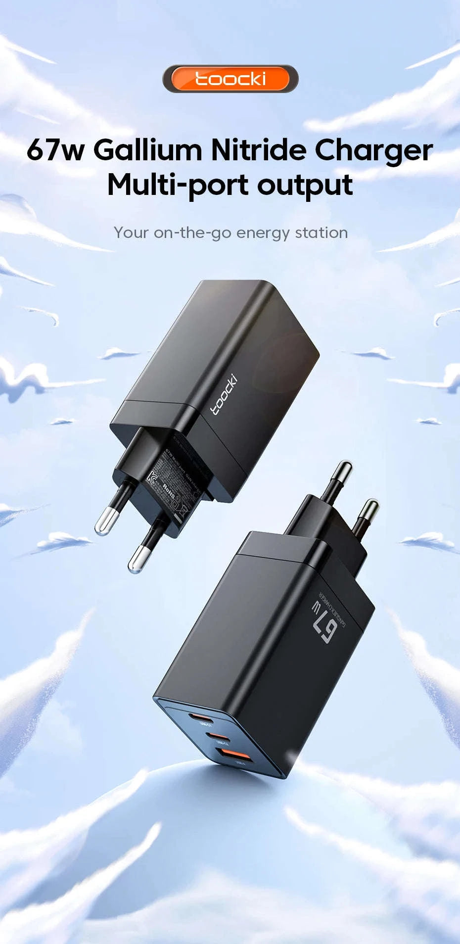 Toocki 67W GaN USB C Charger-EU Black