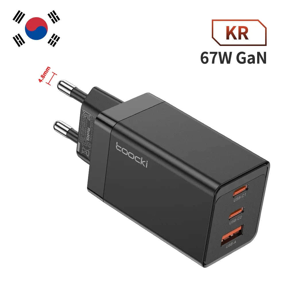 Toocki 67W GaN USB C Charger-EU Black